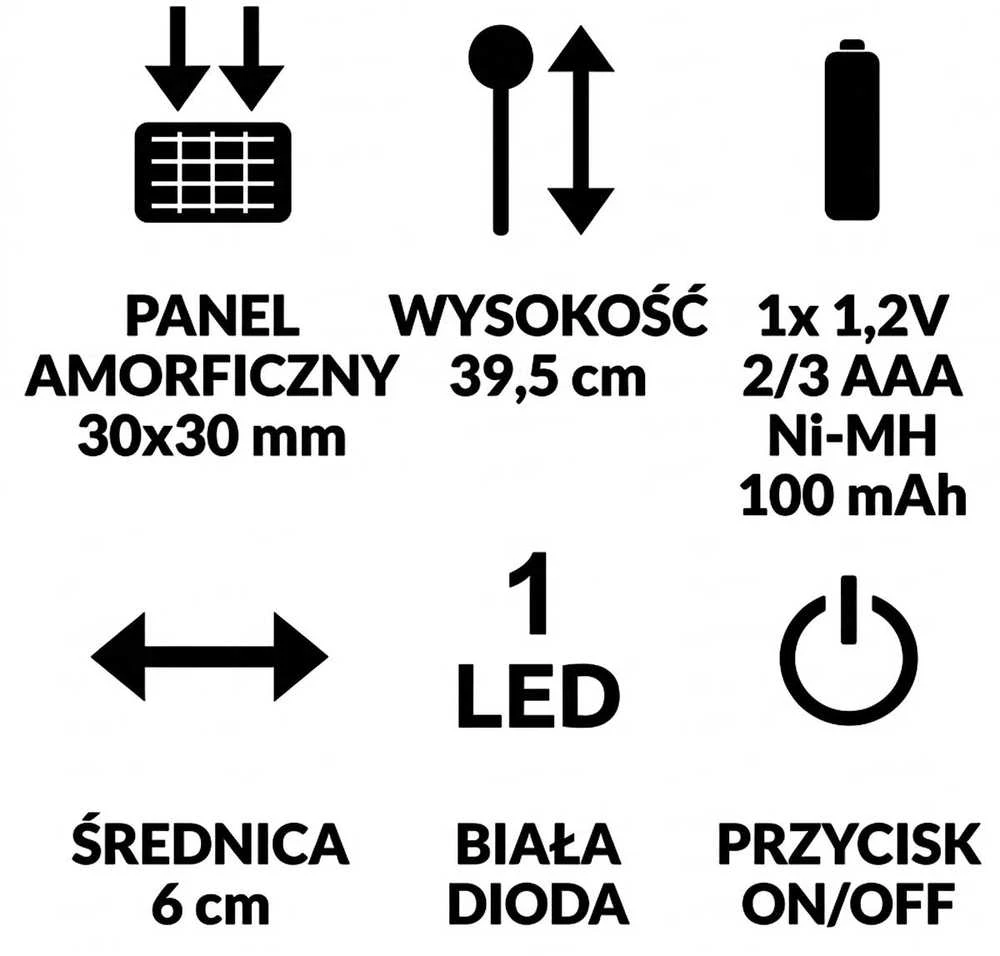 Saska Garden Saulės lampą 6x39,5 cm, nerūdijantis plienas