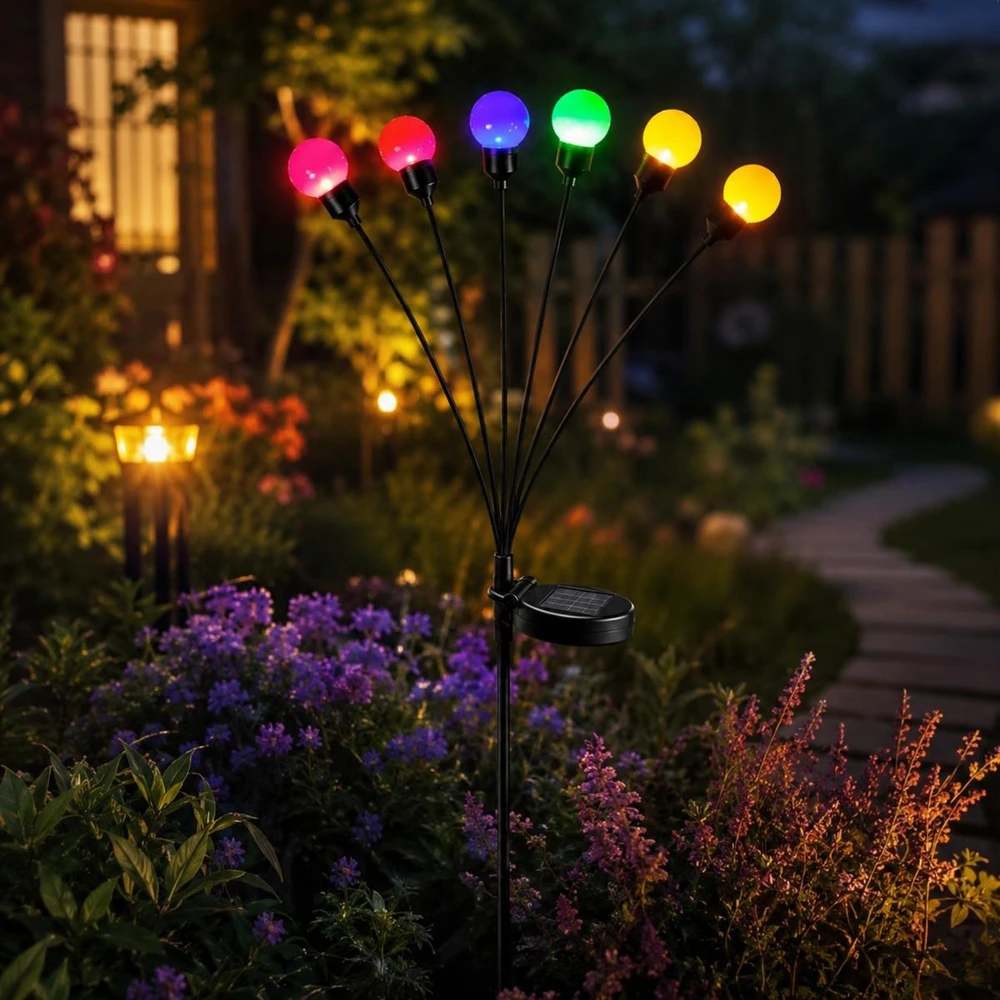 Saska Garden Saulės lempa vėjo spalvotais švyturiais
