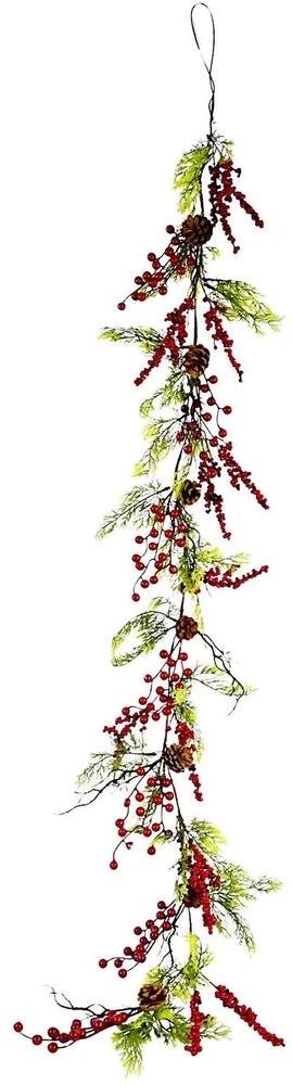 SASKA GIFT AND DECOR Dekoracja świąteczna Grawerkowo Girlanda dekoracyjna 175CM raudona