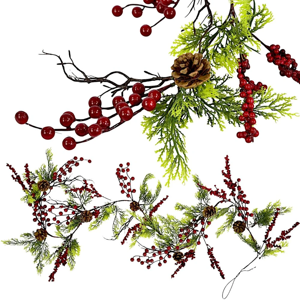 SASKA GIFT AND DECOR Dekoracja świąteczna Grawerkowo Girlanda dekoracyjna 175CM raudona