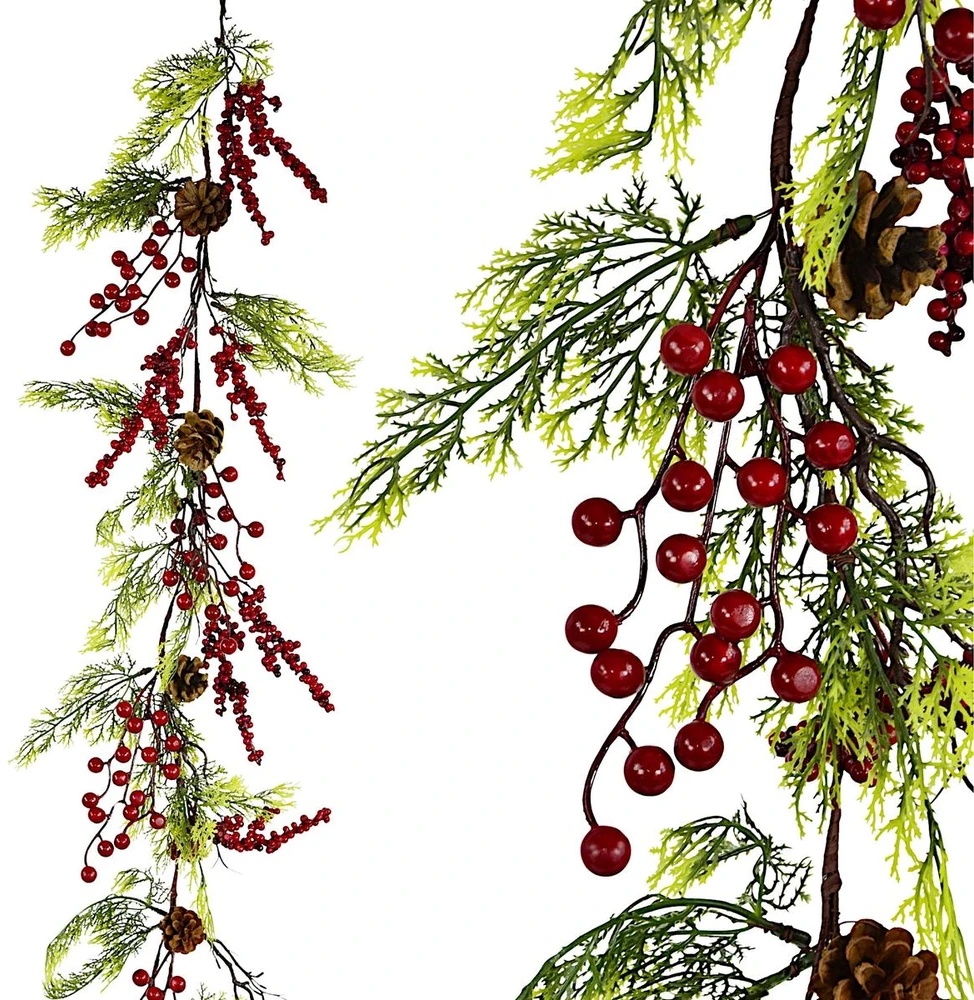 SASKA GIFT AND DECOR Dekoracja świąteczna Grawerkowo Girlanda dekoracyjna 175CM raudona