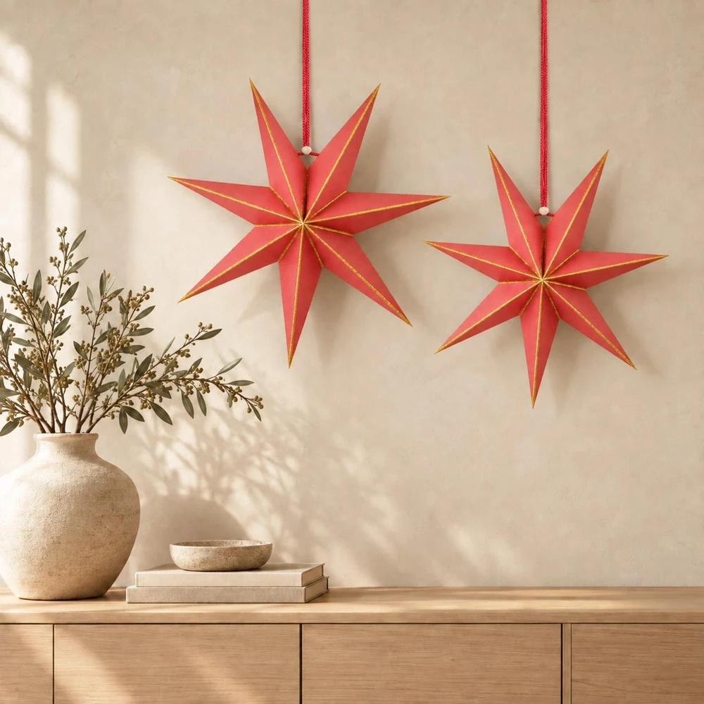 SASKA GIFT AND DECOR Popierinė dekoracija žvaigždė 60 cm raudona SASKA GIFT & DECOR