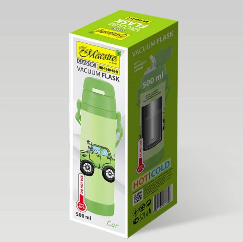 Maestro Termo puodelis vaikams su šiaudeliu 500 ml automobilis (MR-1640-50-B)
