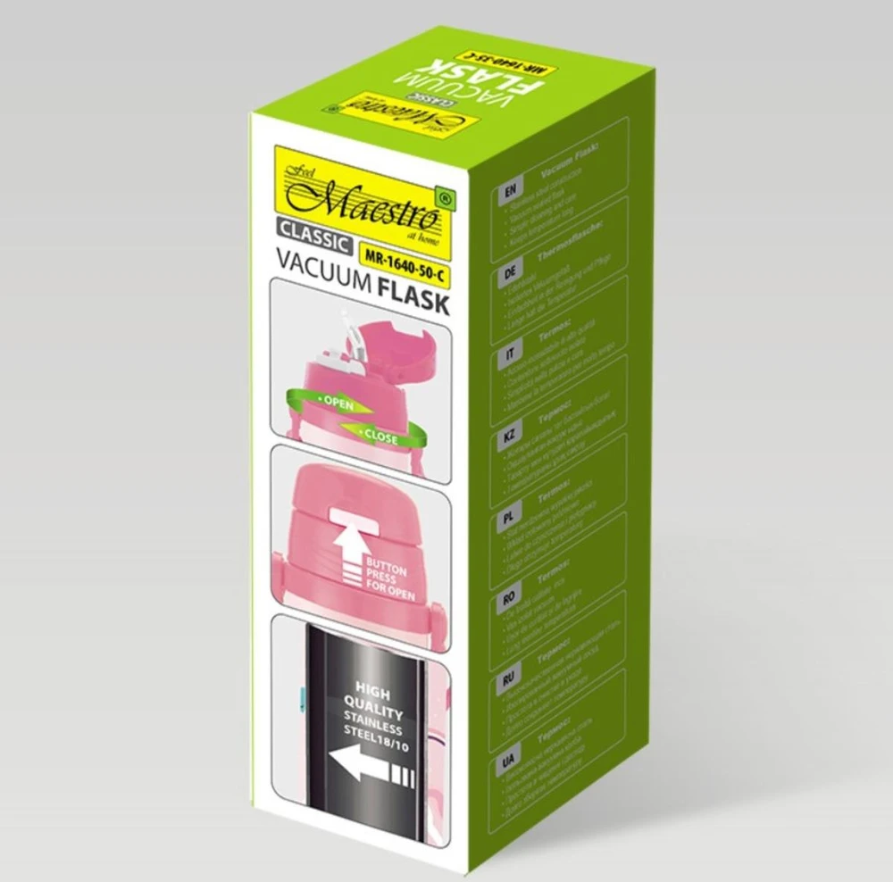 Maestro Termo puodelis vaikams su šiaudeliu 500 ml vienaragis MAESTRO MR-1640-50-C