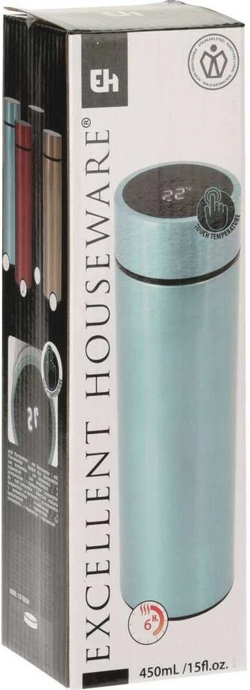 Excellent Houseware Excellent Housewere THERMOS TOURIST PUODULIS SU TERMOMETRA 450ml MĖLYNA