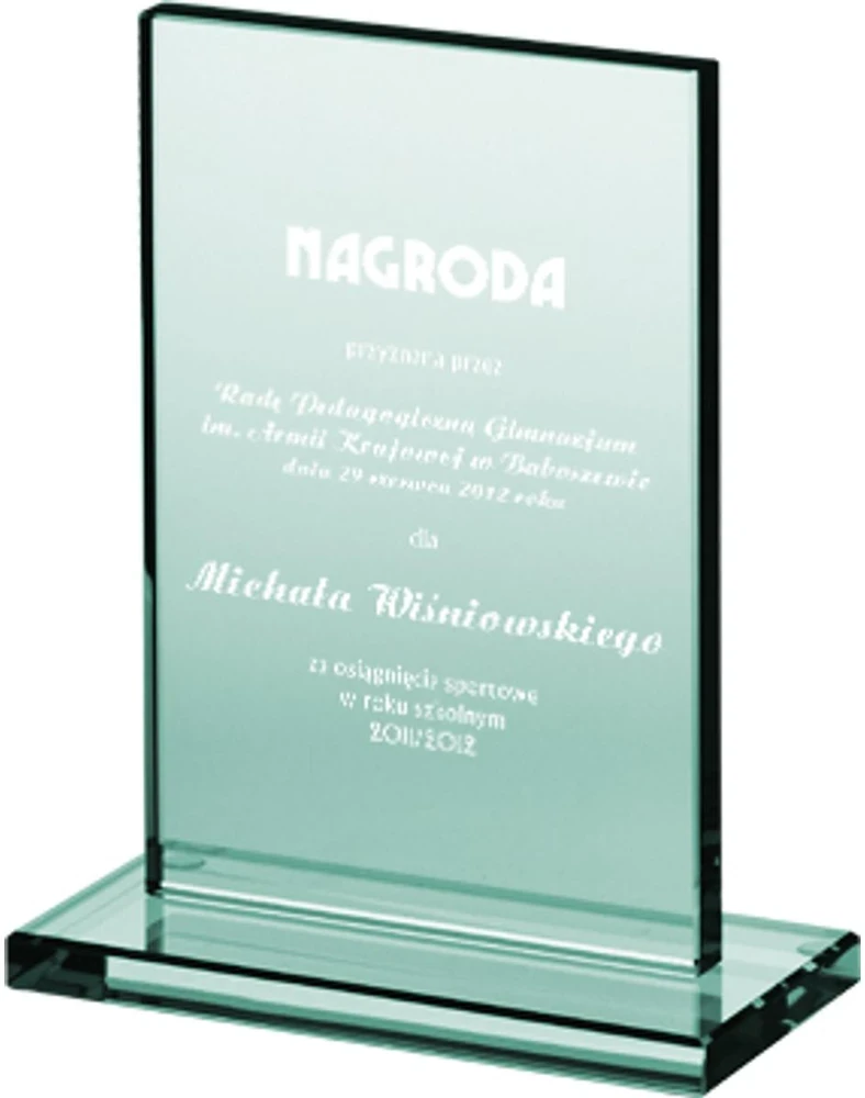 Tryumf Graviruotas stiklo trofėjus