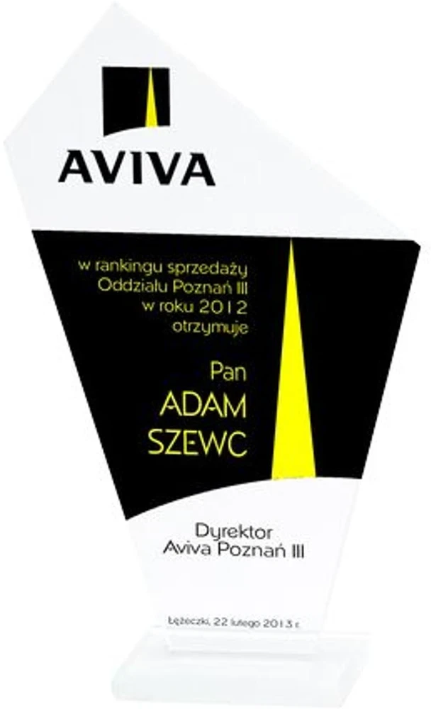 Tryumf Graviruotas stiklo trofėjus + dažų užpildas