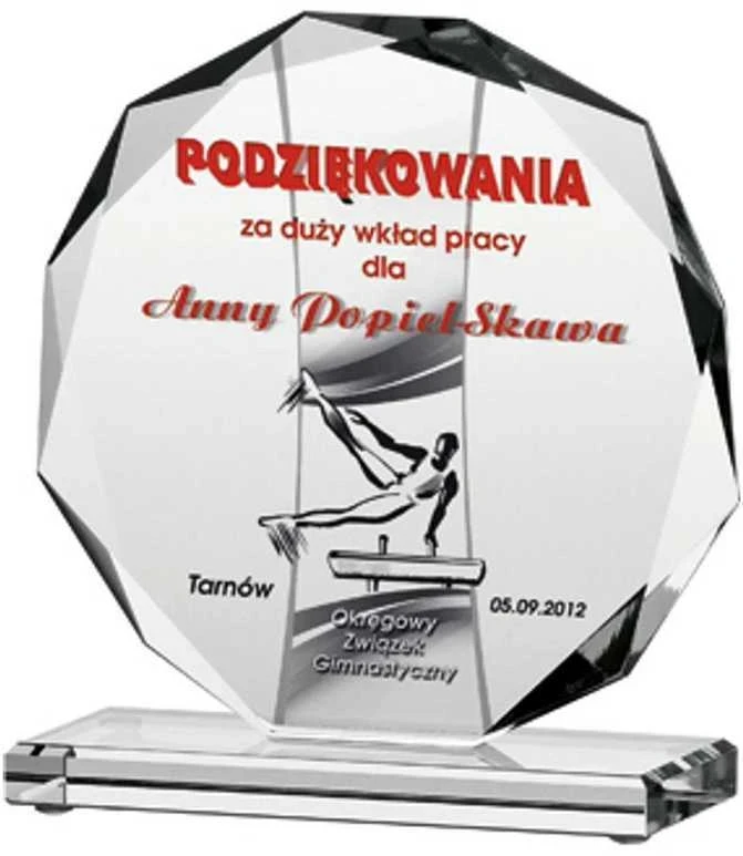 Tryumf Graviruotas stiklo trofėjus + dažų užpildas