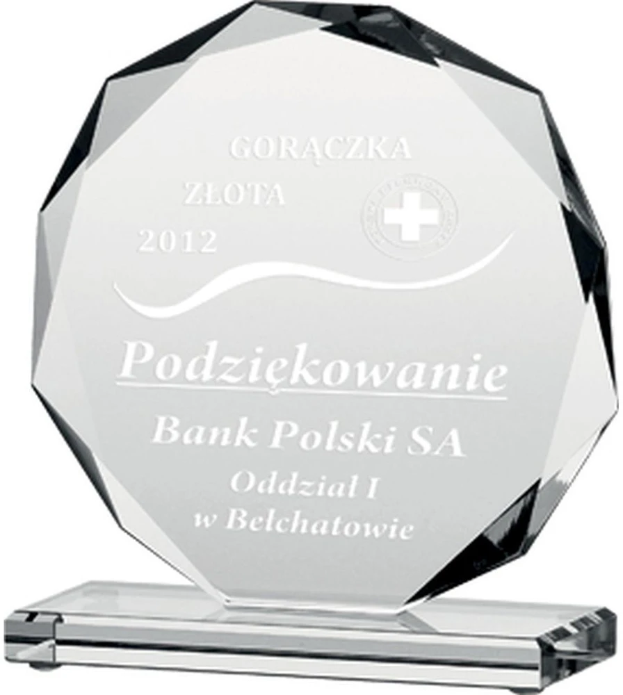 Tryumf Graviruotas stiklo trofėjus H19 cm