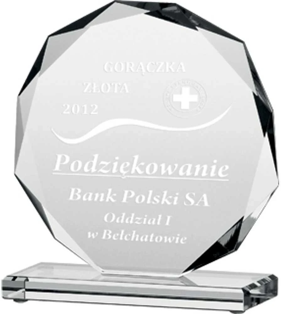 Tryumf Graviruotas stiklo trofėjus H19 cm