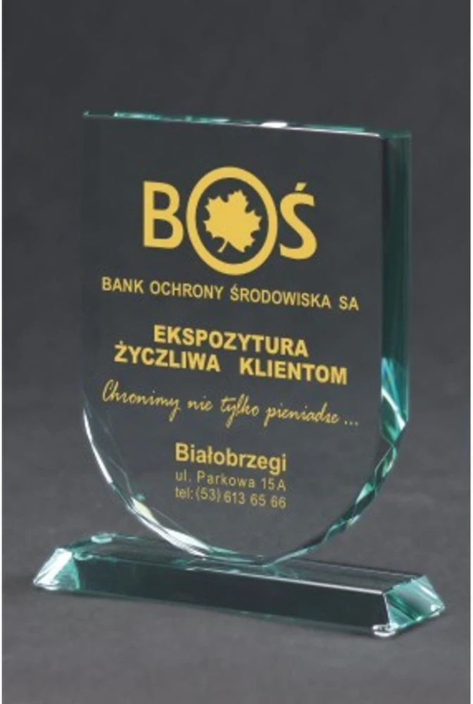 Tryumf Graviruotas stiklo trofėjus su dėklu +užpildymas dažais