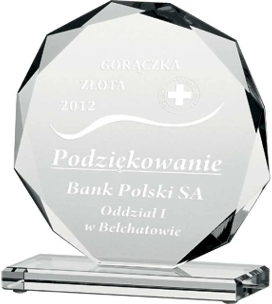 Tryumf Graviruotas stiklo trofėjus H19 cm