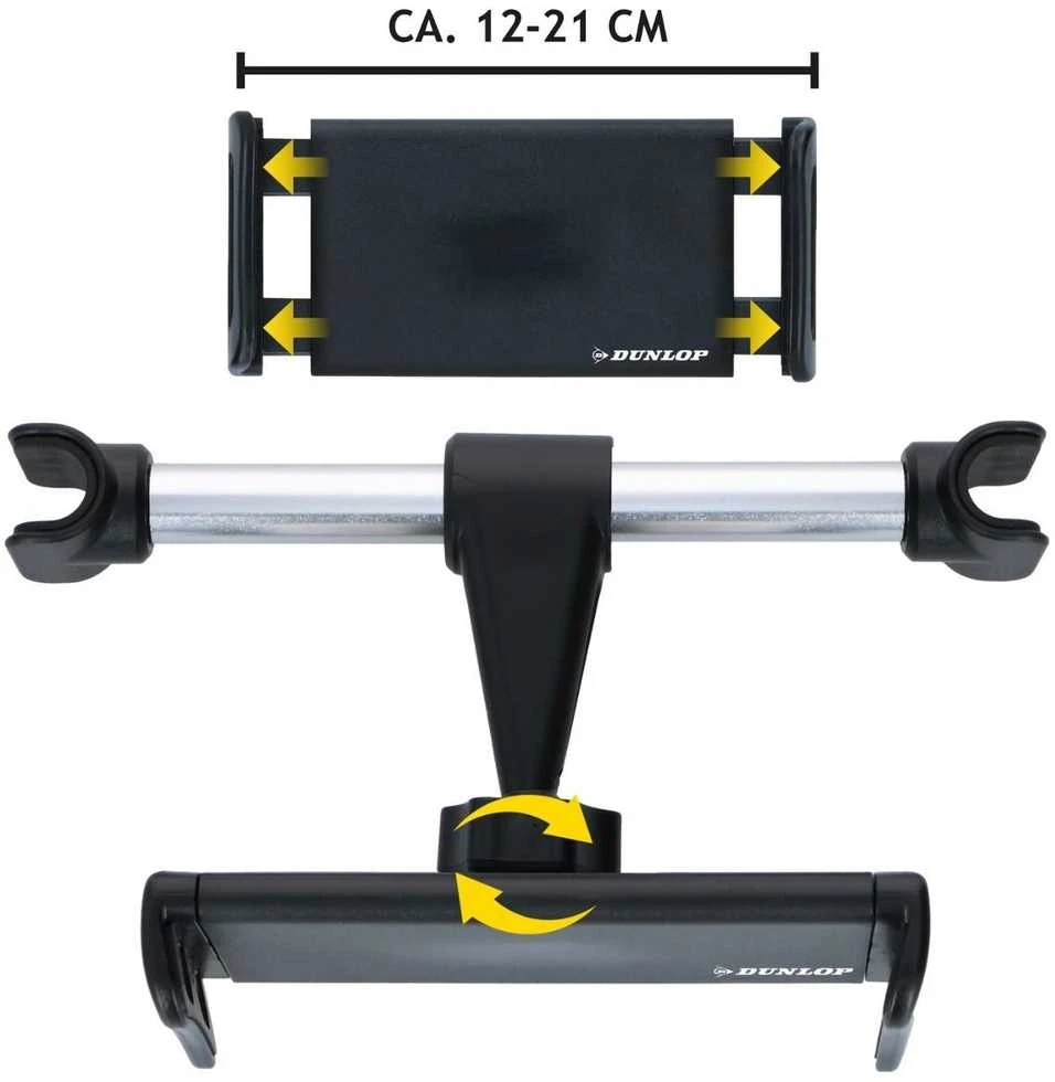 Dunlop - Laikiklis automobilinis ir zagłówek na smartfon / planšetinis kompiuteris 12-21 cm