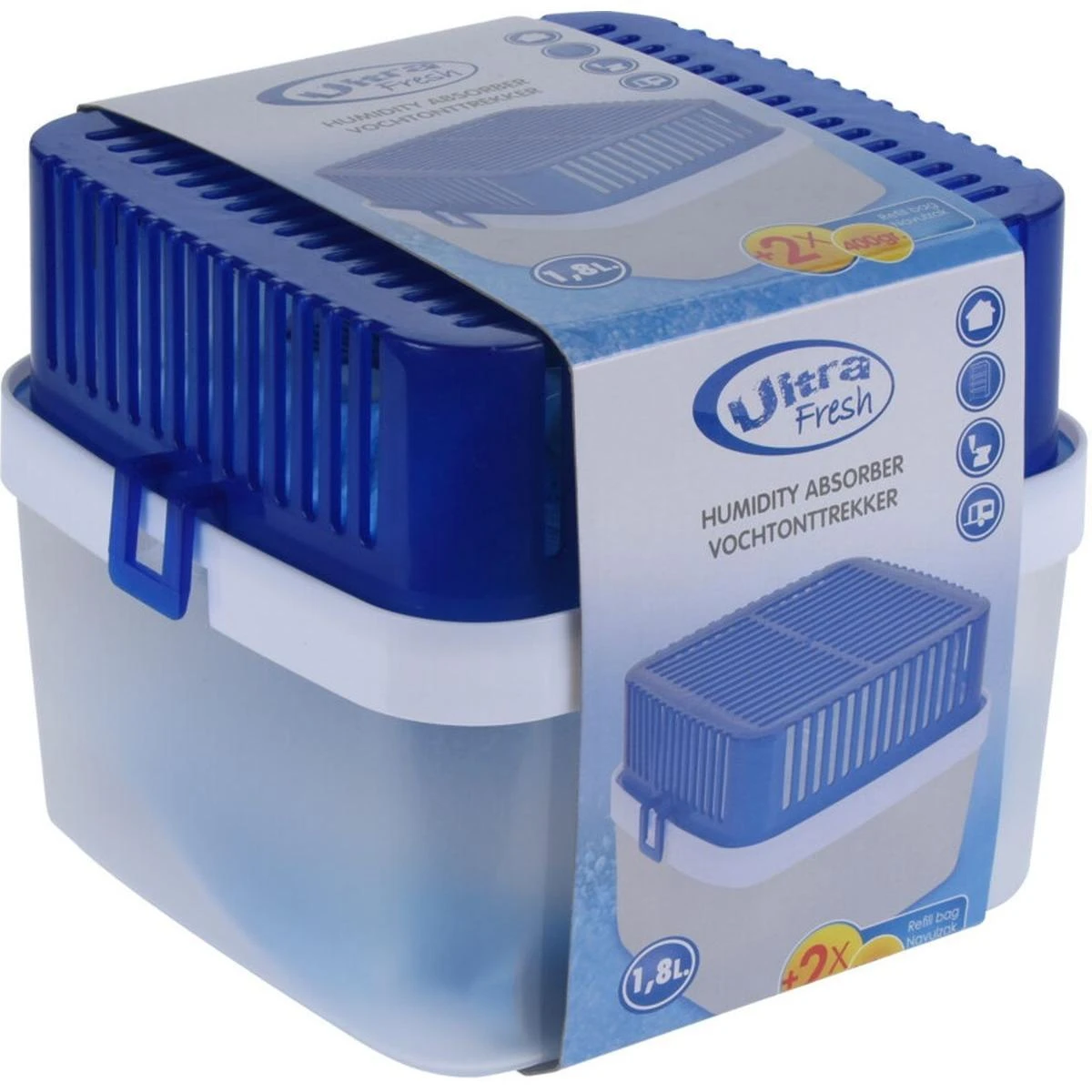Drėkintuvas Ultra Fresh Patalpų drėgmės sugėriklis su 2 papildomais 400g užpildais