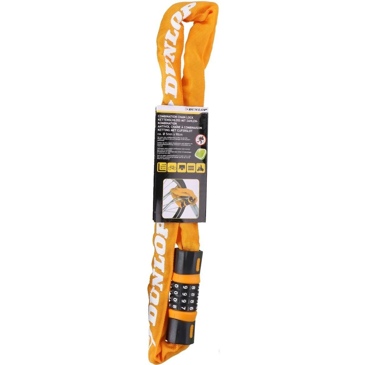 Dunlop dviračio apsaugos grandinė su kodu 90 cm