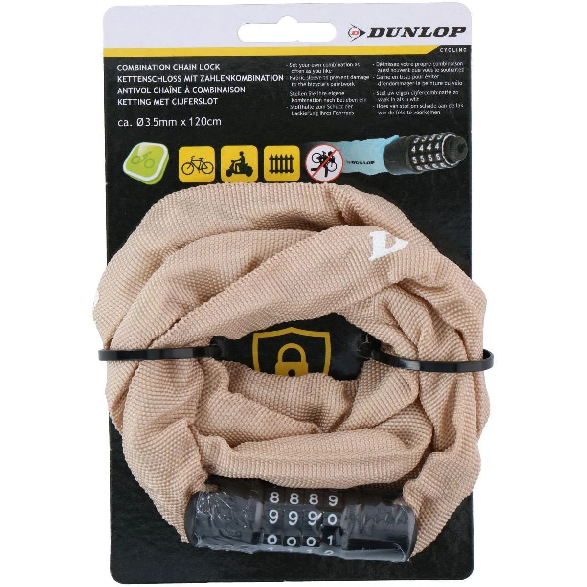 Dunlop Dviračio užraktas su kodu 120 cm