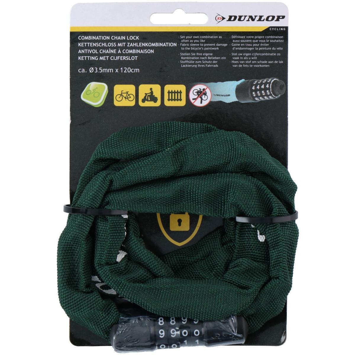 Dviračio spyna su kodu Dunlop, 120 cm, žalia