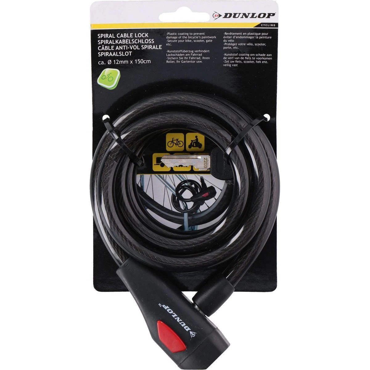 Dunlop Sport „Dunlop“ spiralinis dviračio užraktas 1,2x150 cm