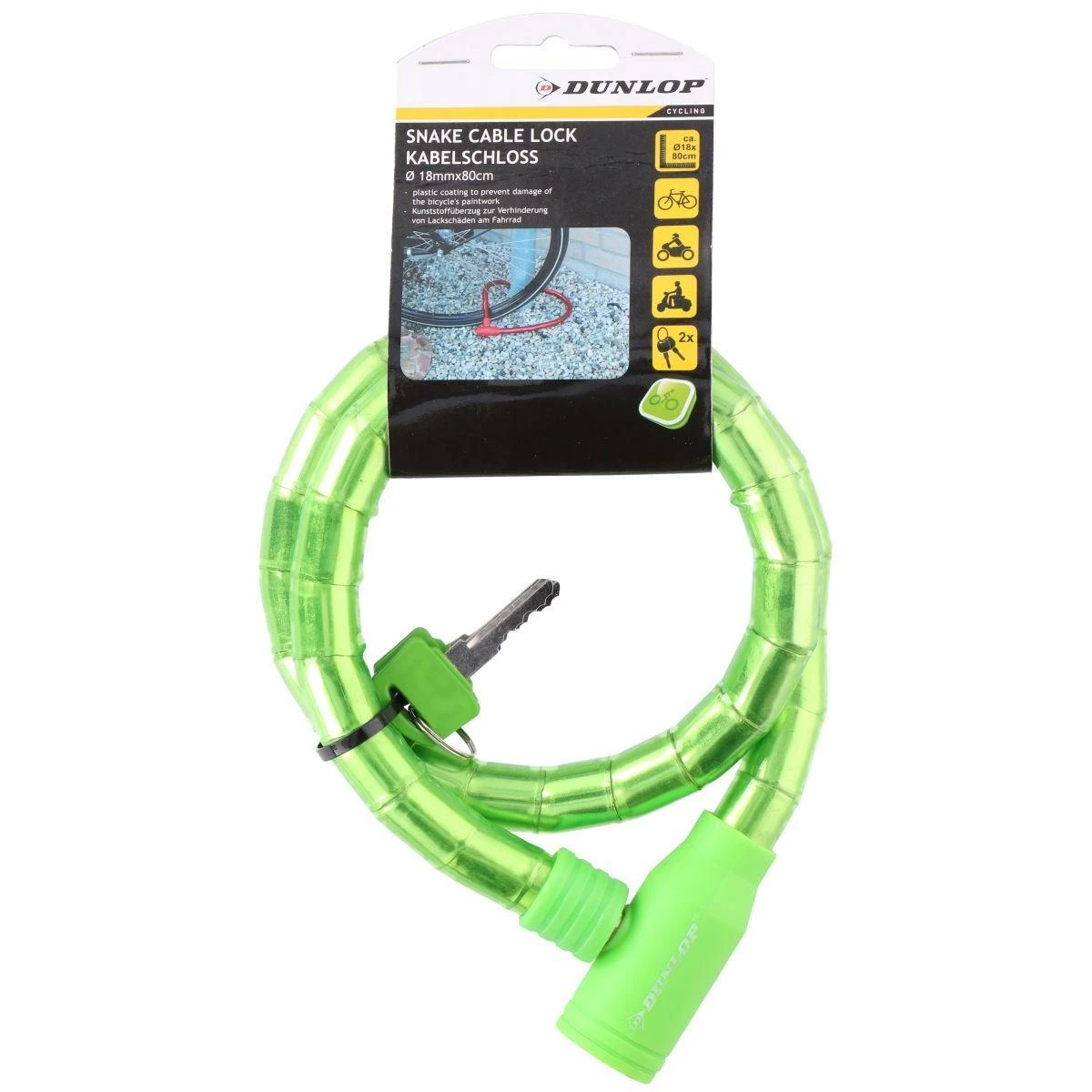 Dunlop žalvarinis dviračio užraktas žalios spalvos 80cm