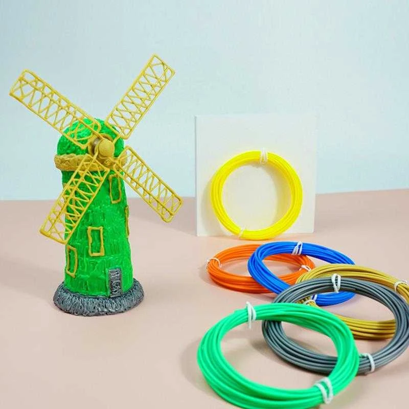 3D rašiklio gijų rinkinys su malūno modeliu