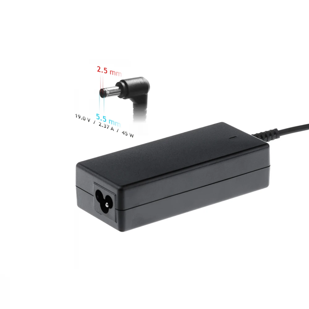 Nešiojamojo kompiuterio pakrovėjas Akyga AK-ND-61 (19V / 2.37A 45W 5.5 x 2.5mm) ASUS / TOSHIBA / LENOVO 1.2m