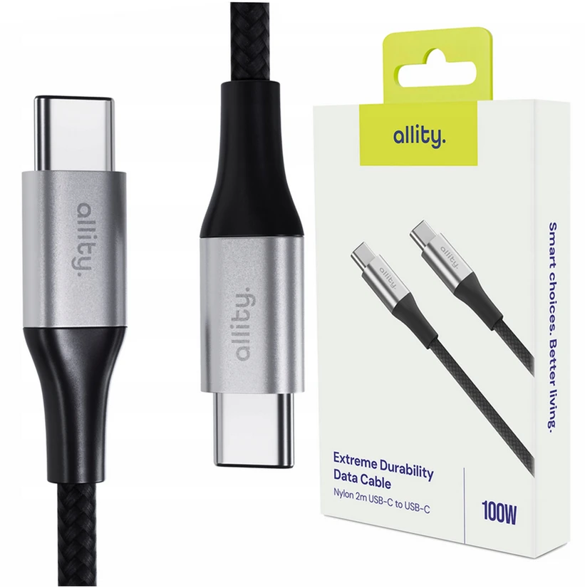 "Allity" kabelis AUC-01 USB-C - USB-C 2.0 m 100W juodas