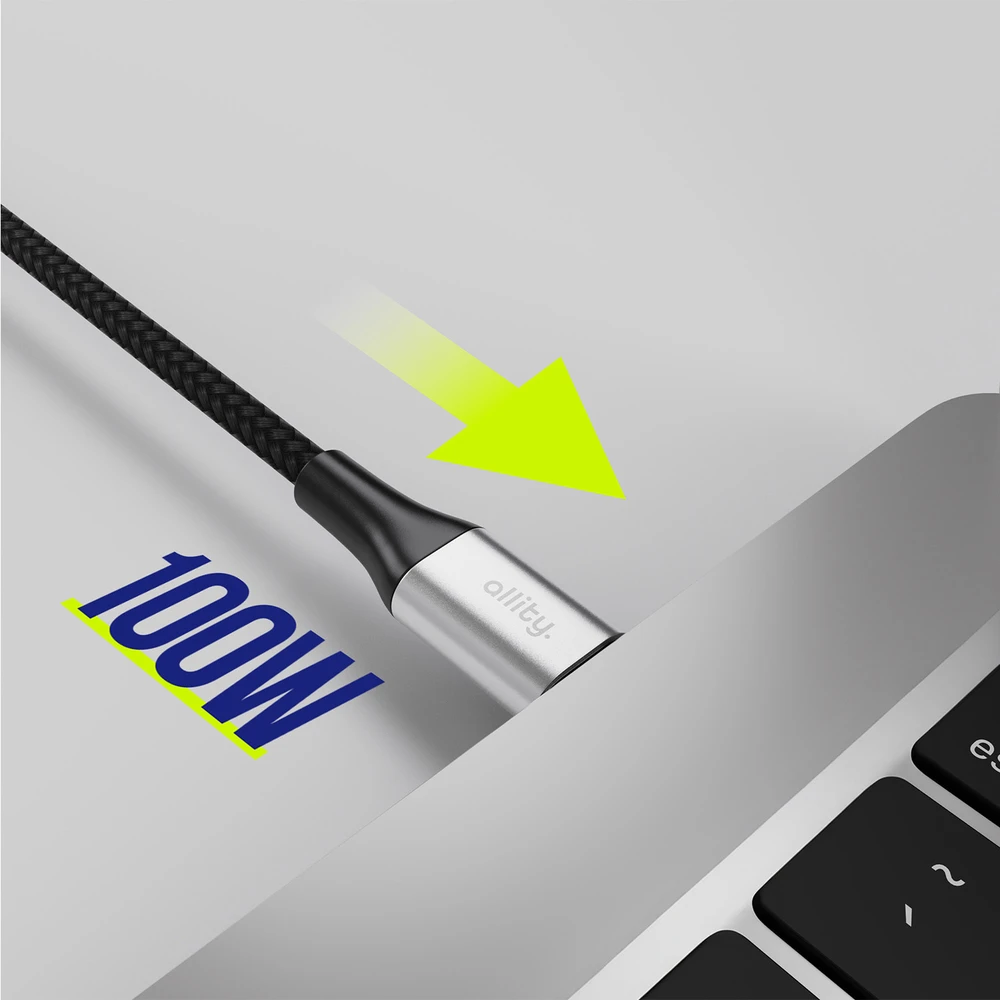 "Allity" kabelis AUC-01 USB-C - USB-C 2.0 m 100W juodas