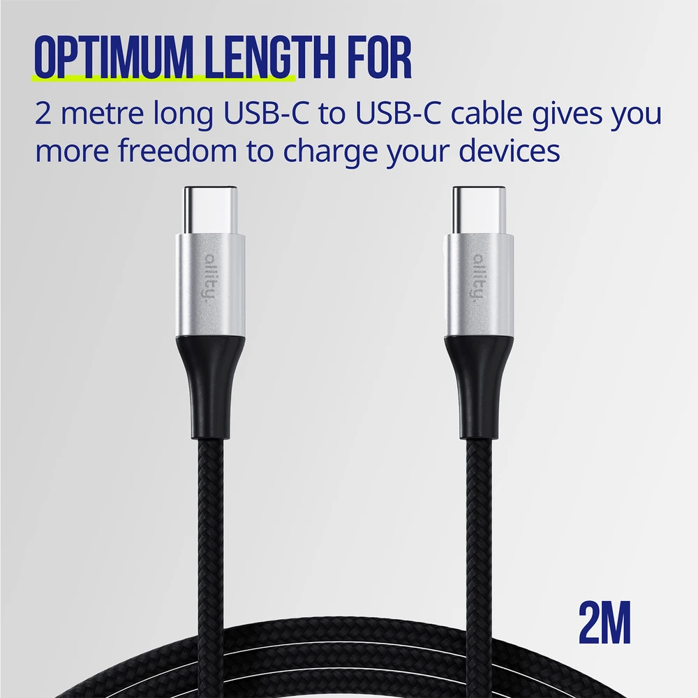 "Allity" kabelis AUC-01 USB-C - USB-C 2.0 m 100W juodas