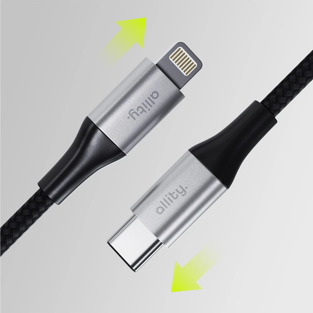 "Allity" kabelis AUC-01 USB-C - "Lightning" 1,0 m 27W juodas