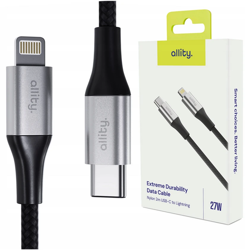 "Allity" kabelis AUC-01 USB-C - Lightning 2.0 m 27W juodas