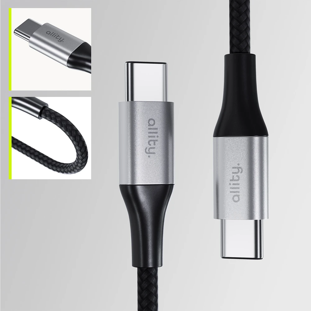 "Allity" kabelis AUC-01 USB-C - USB-C 2.0 m 100W juodas