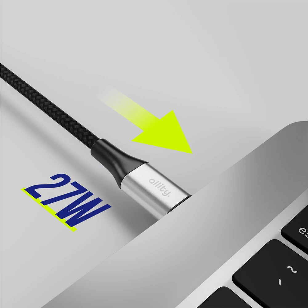 "Allity" kabelis AUC-01 USB-C - Lightning 2.0 m 27W juodas