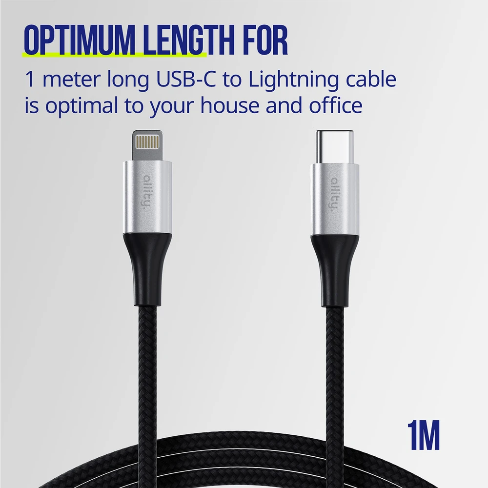 "Allity" kabelis AUC-01 USB-C - "Lightning" 1,0 m 27W juodas