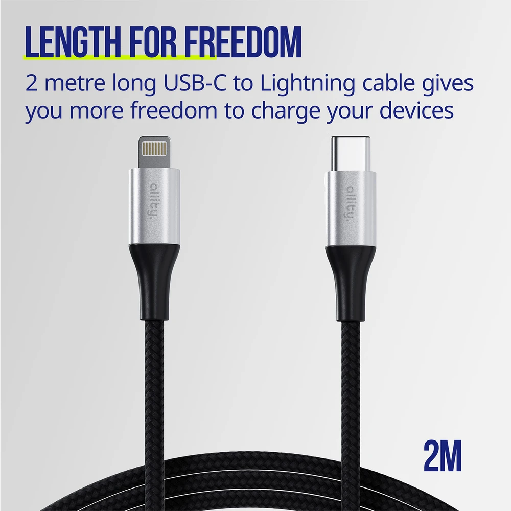 "Allity" kabelis AUC-01 USB-C - Lightning 2.0 m 27W juodas