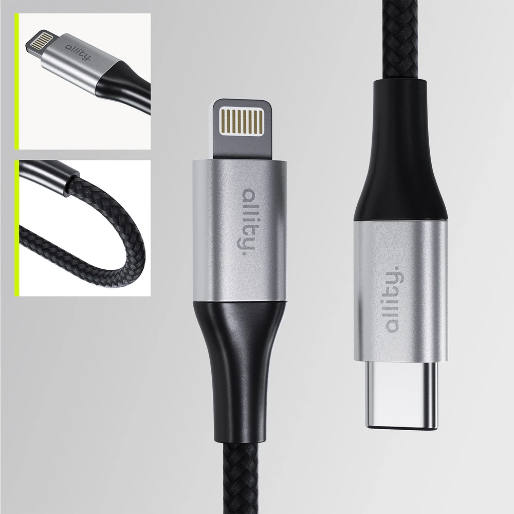 "Allity" kabelis AUC-01 USB-C - Lightning 2.0 m 27W juodas