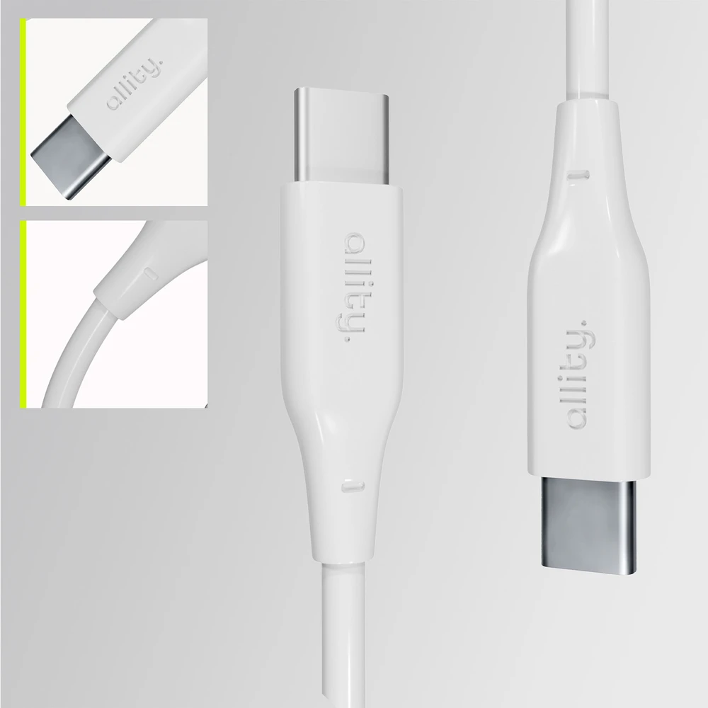 „Allity“ kabelis AUC-02 USB-C - USB-C 2.0 m 100W baltas