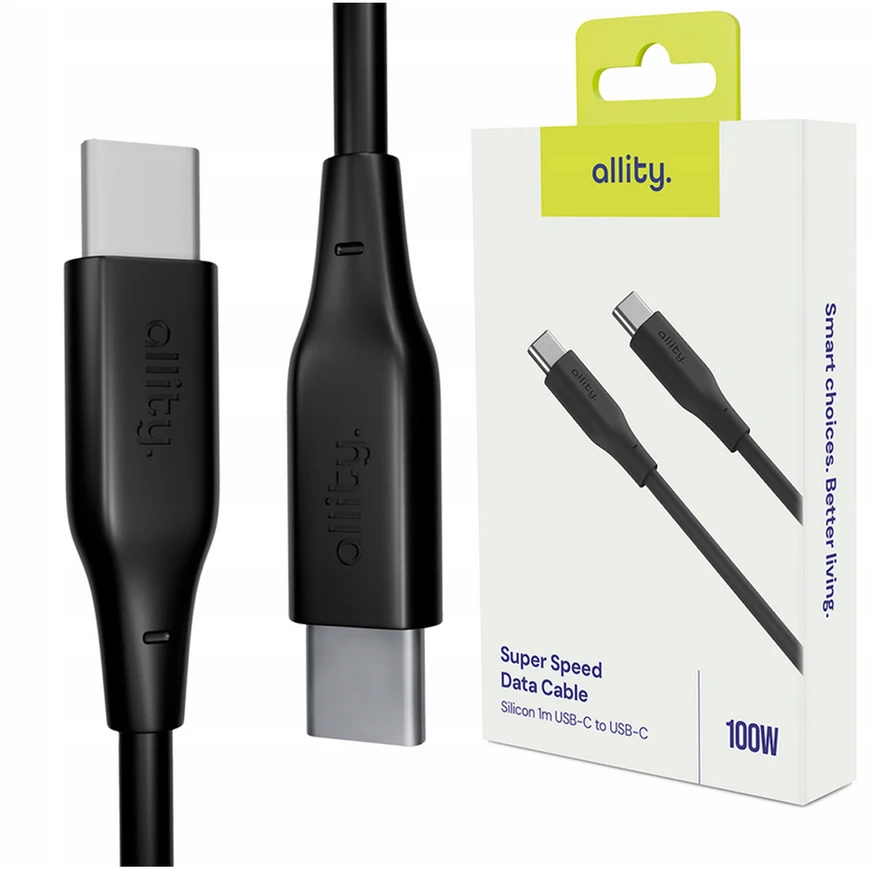 "Allity" kabelis AUC-02 USB-C - USB-C 1,0 m 100W juodas