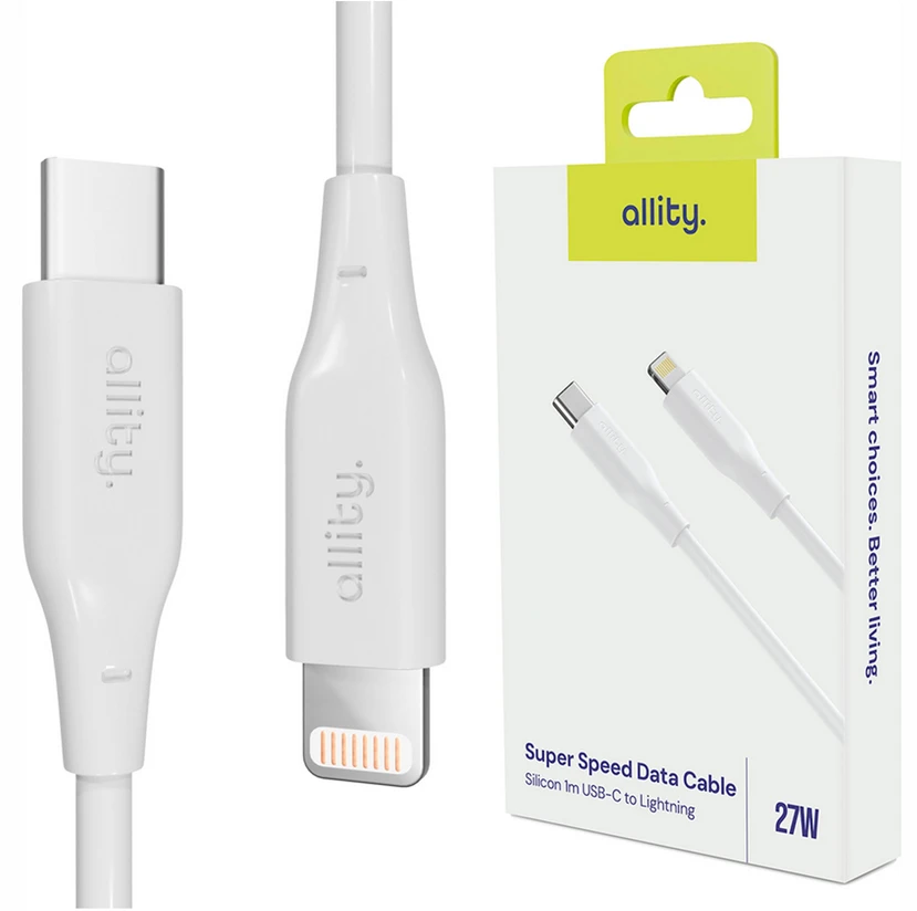 „Allity“ kabelis AUC-02 USB-C - „Lightning“ 1,0 m 27W baltas