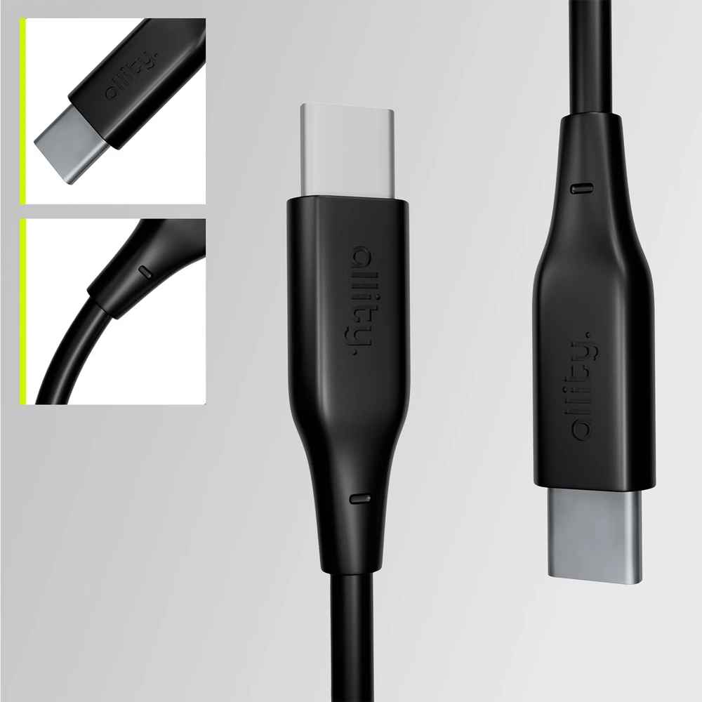 "Allity" kabelis AUC-02 USB-C - USB-C 1.0 m 60W juodas