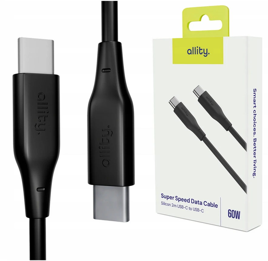 "Allity" kabelis AUC-02 USB-C - USB-C 1.0 m 60W juodas