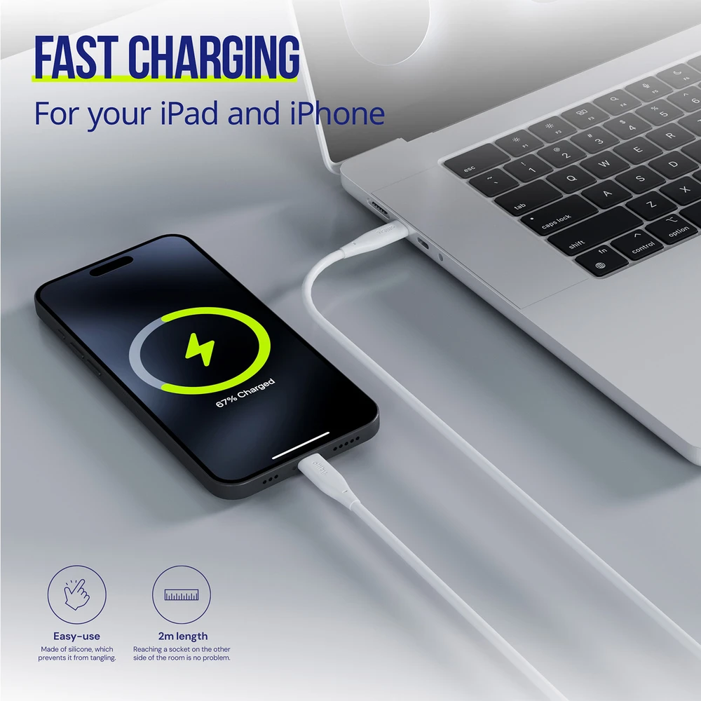„Allity“ kabelis AUC-02 USB-C - USB-C 2.0 m 60W baltas