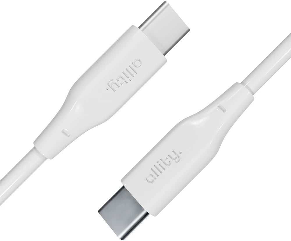 „Allity“ kabelis AUC-02 USB-C - USB-C 1,0 m 100W baltas