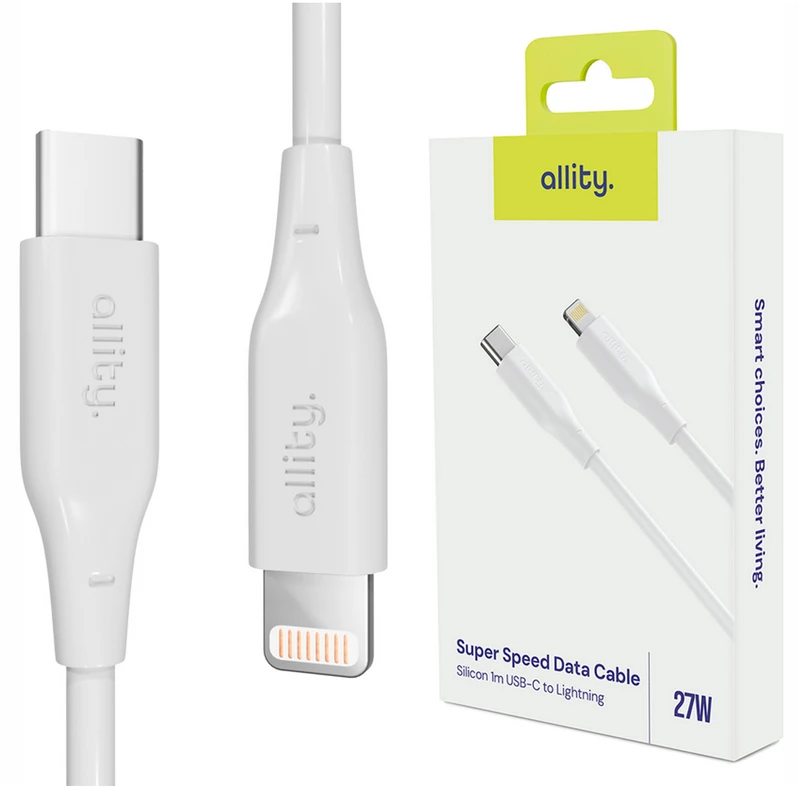 „Allity“ kabelis AUC-02 USB-C - Lightning 2.0 m 27W baltas