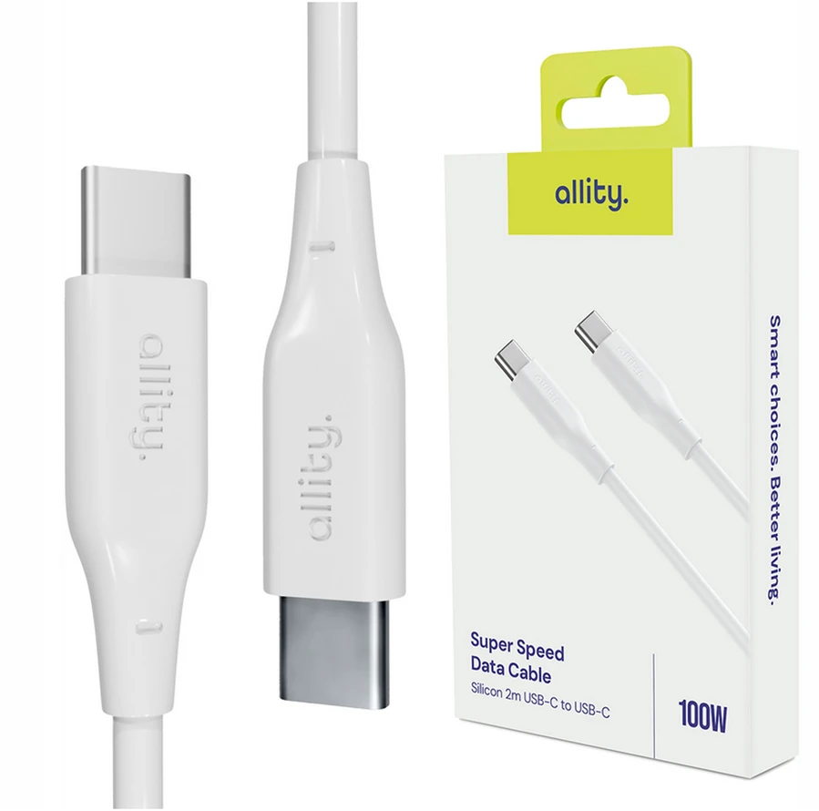 „Allity“ kabelis AUC-02 USB-C - USB-C 2.0 m 100W baltas