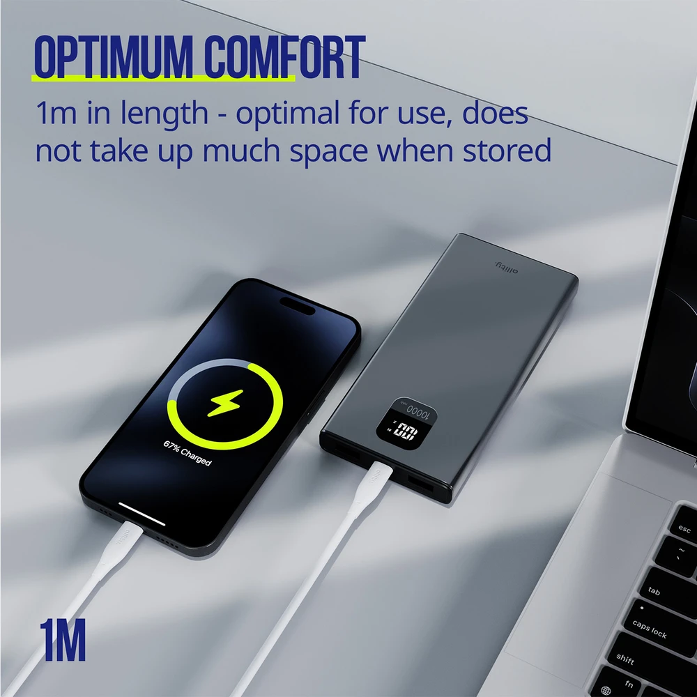 Allity Sp. su o.o. „Allity“ kabelis AUC-02 USB-C - USB-C 1,0 m 60W baltas