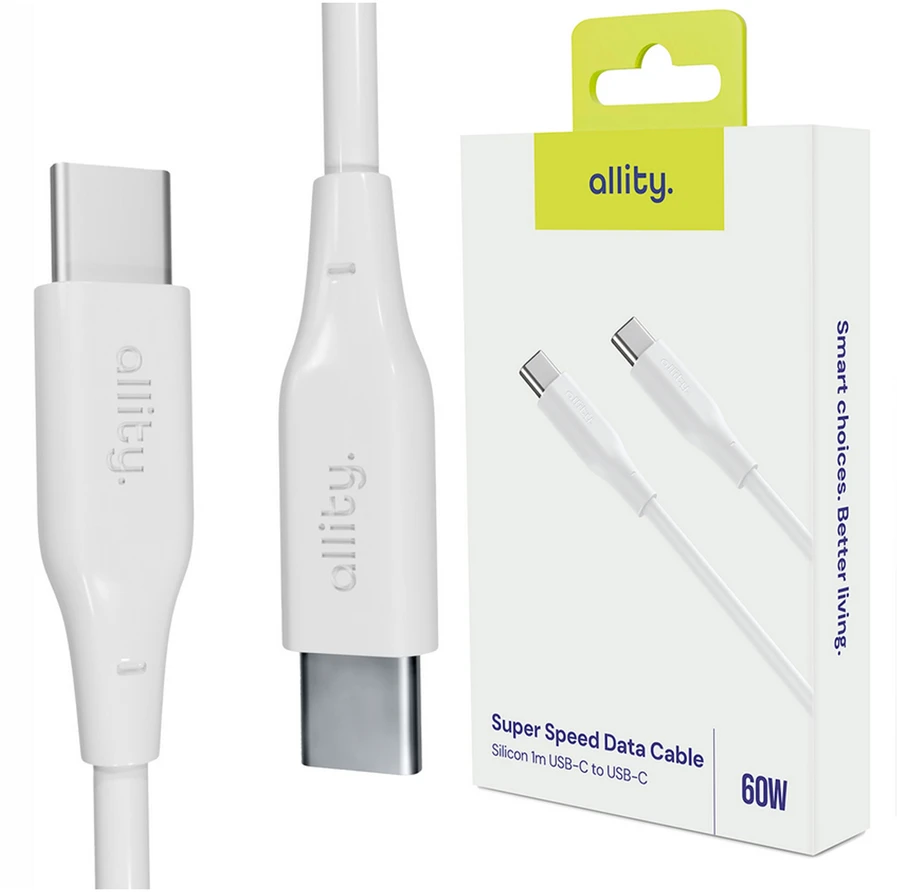 „Allity“ kabelis AUC-02 USB-C - USB-C 2.0 m 60W baltas