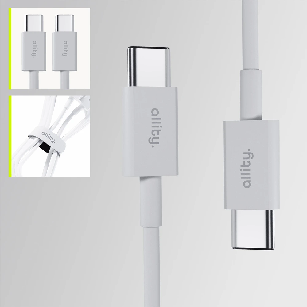 Allity Sp. su o.o. Allity kabelis AUC-03 USB-C - USB-C 1.0 m 60W baltas