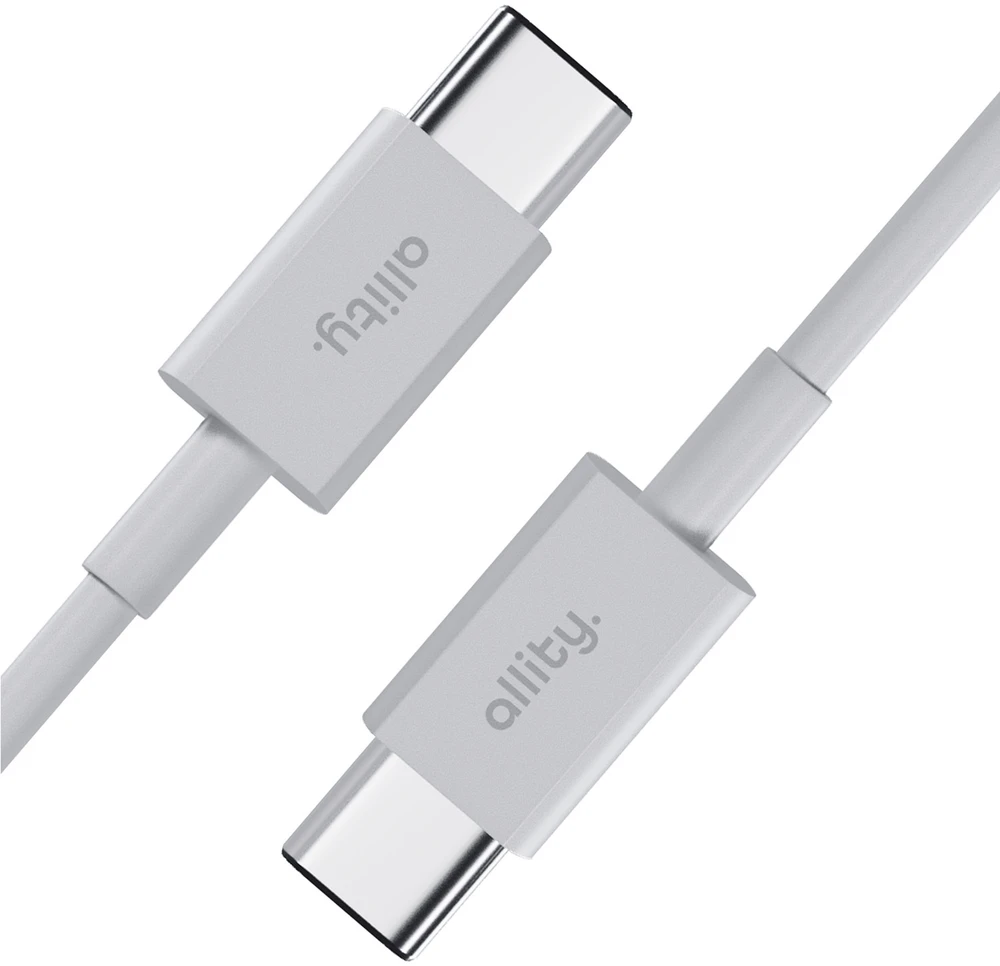 „Allity“ kabelis AUC-03 USB-C - USB-C 1,0 m 100W baltas