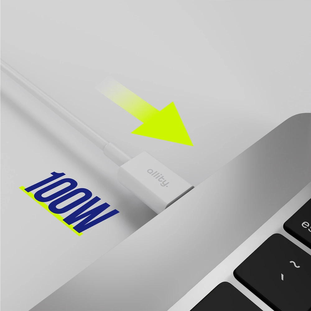 „Allity“ kabelis AUC-03 USB-C - USB-C 2.0 m 100W baltas