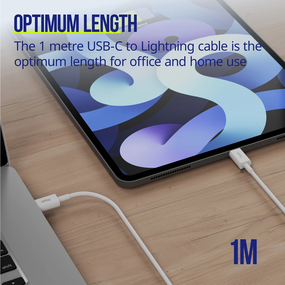 „Allity“ kabelis AUC-03 USB-C - USB-C 1,0 m 100W baltas